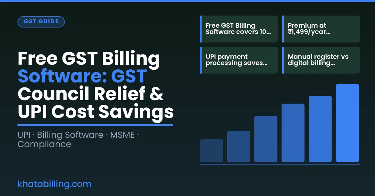 Small shop owner printing GST invoice at counter with digital tablet