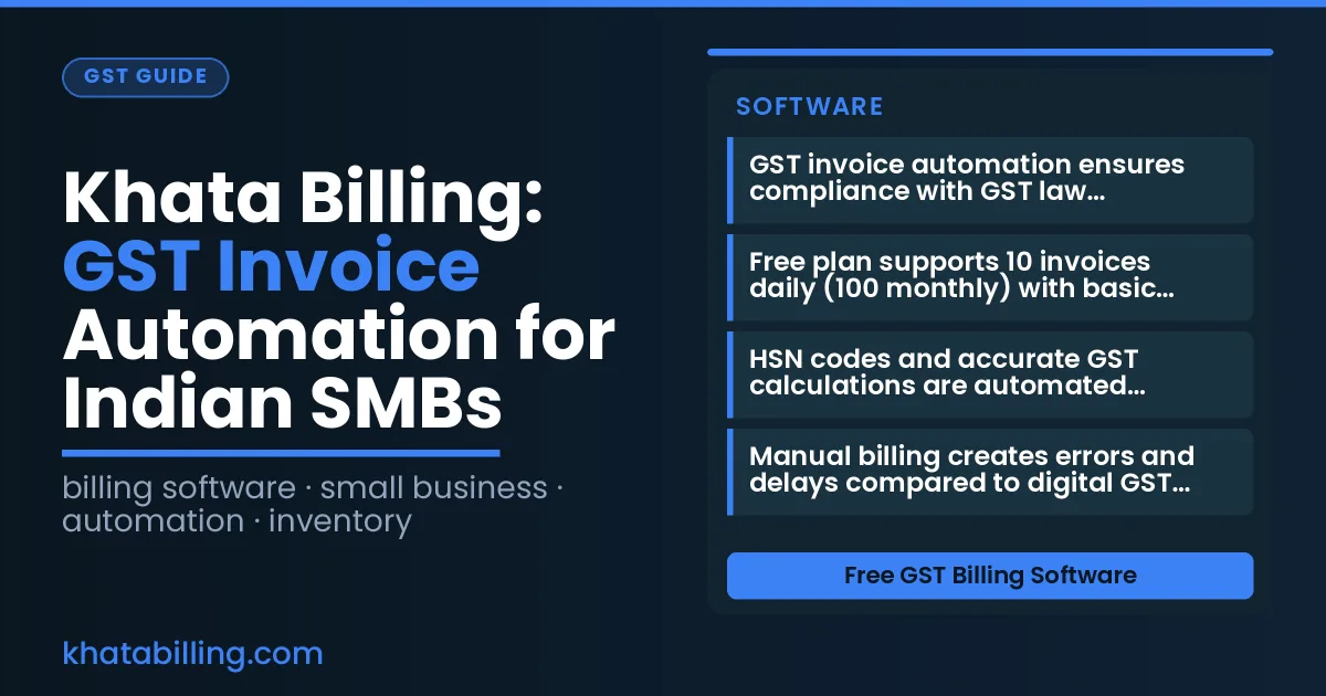 Small shop owner creating GST invoice on tablet with barcode scanner