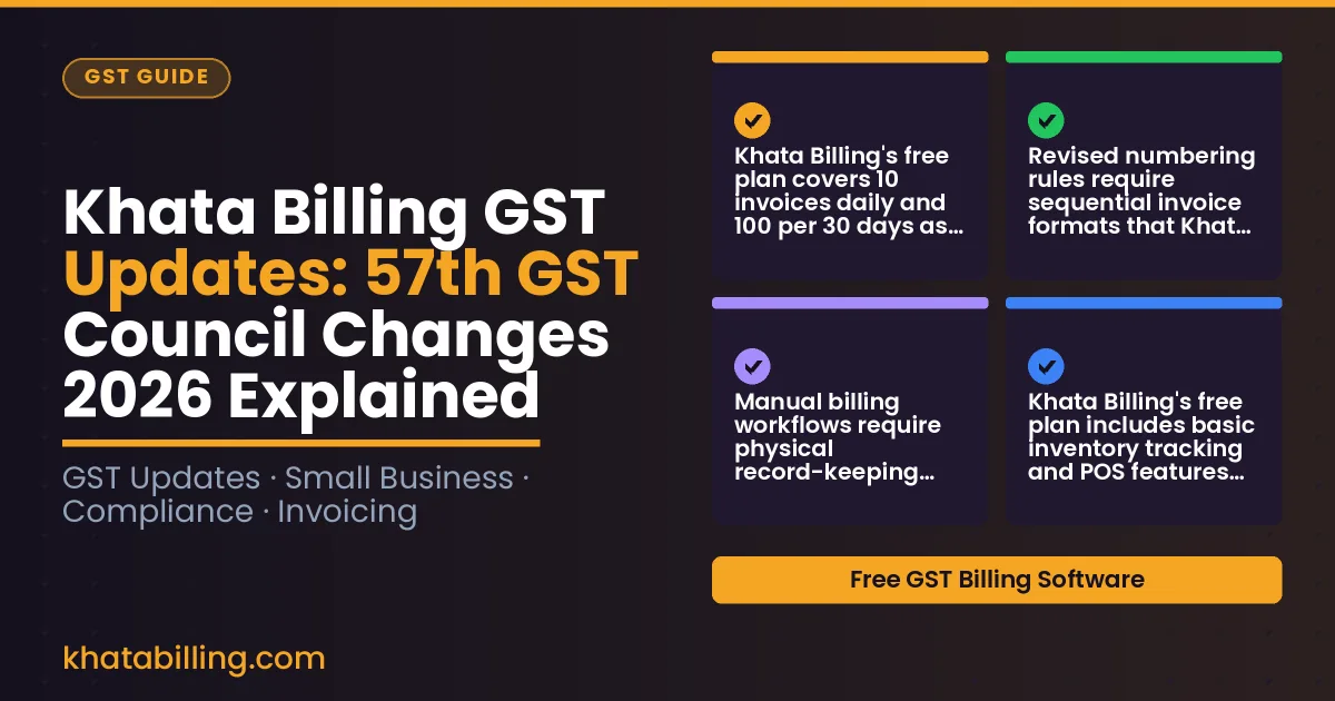 Business owner using digital billing software at a shop counter with GST invoice