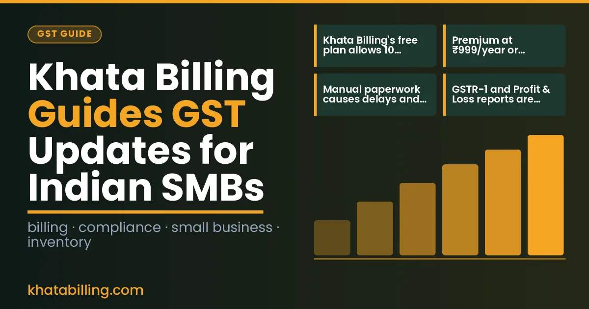 Indian small business owner using digital billing software at a shop counter